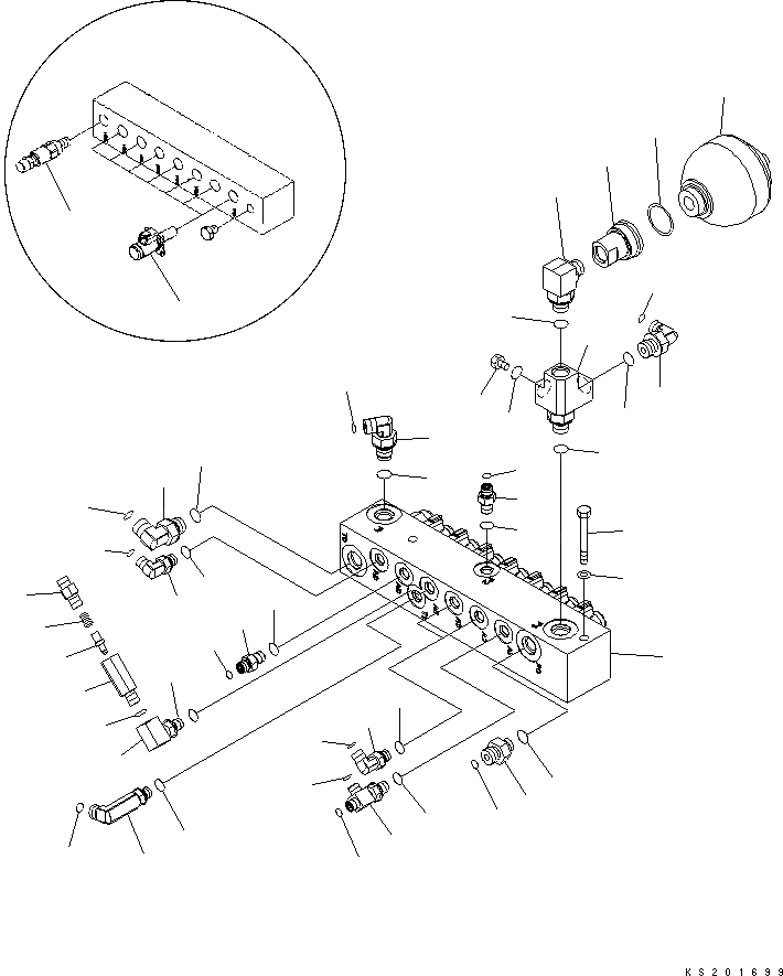 Схема запчастей Komatsu PW200-7K - СОЛЕНОИДНЫЙ КЛАПАН И АККУМУЛЯТОР(№K-) H ГИДРАВЛИКА