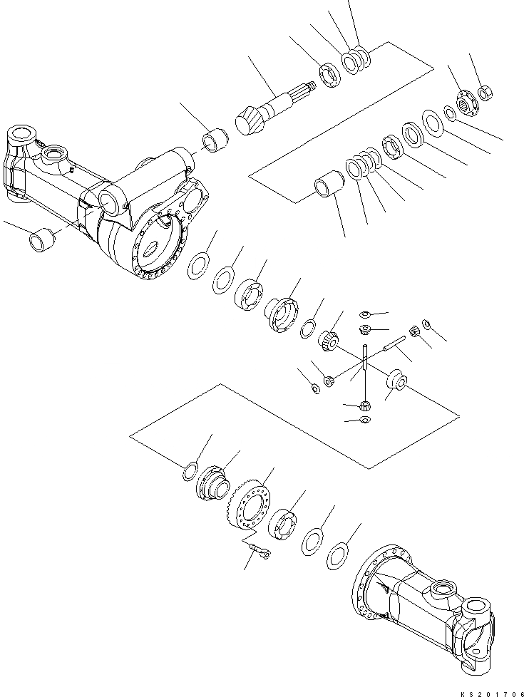 Схема запчастей Komatsu PW200-7K - ПЕРЕДНИЙ МОСТ (/) (.M ШИР.) S SUSPENTION И КОЛЕСА