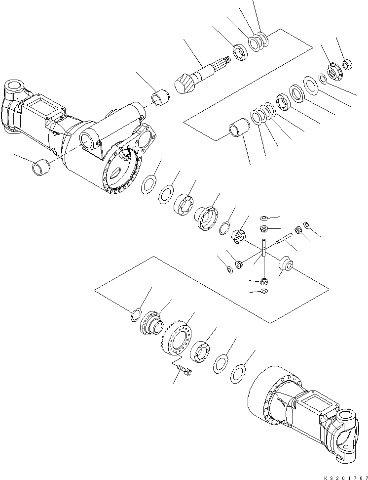 Схема запчастей Komatsu PW200-7K - ПЕРЕДНИЙ МОСТ (/) (.7M ШИР.) S SUSPENTION И КОЛЕСА