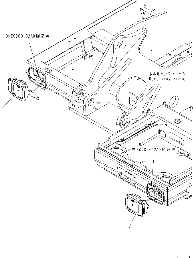 Схема запчастей Komatsu PW200-7E0 - HEAD LIGHT (EXCEPT UK) E ЭЛЕКТРИКА