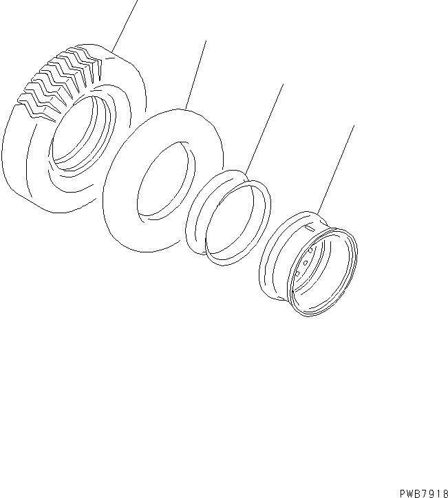 Схема запчастей Komatsu PW210-1 - SPARE ШИНЫ (ROCK ШИНЫ)(№-) ХОДОВАЯ