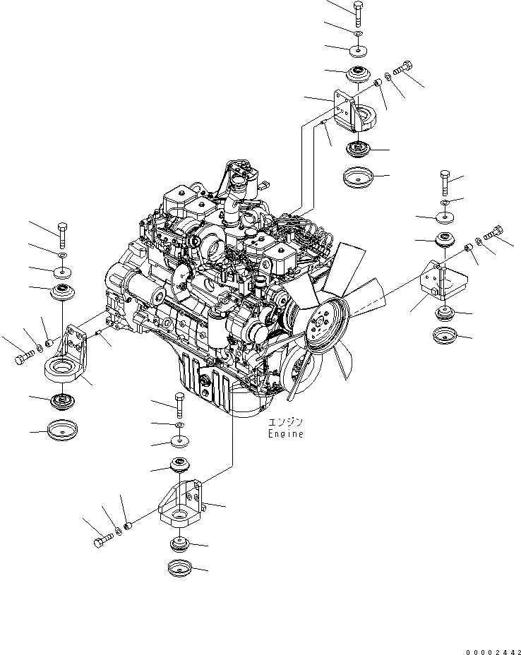Схема запчастей Komatsu PW220-7K-KA - КРЕПЛЕНИЕ ДВИГАТЕЛЯ КОМПОНЕНТЫ ДВИГАТЕЛЯ