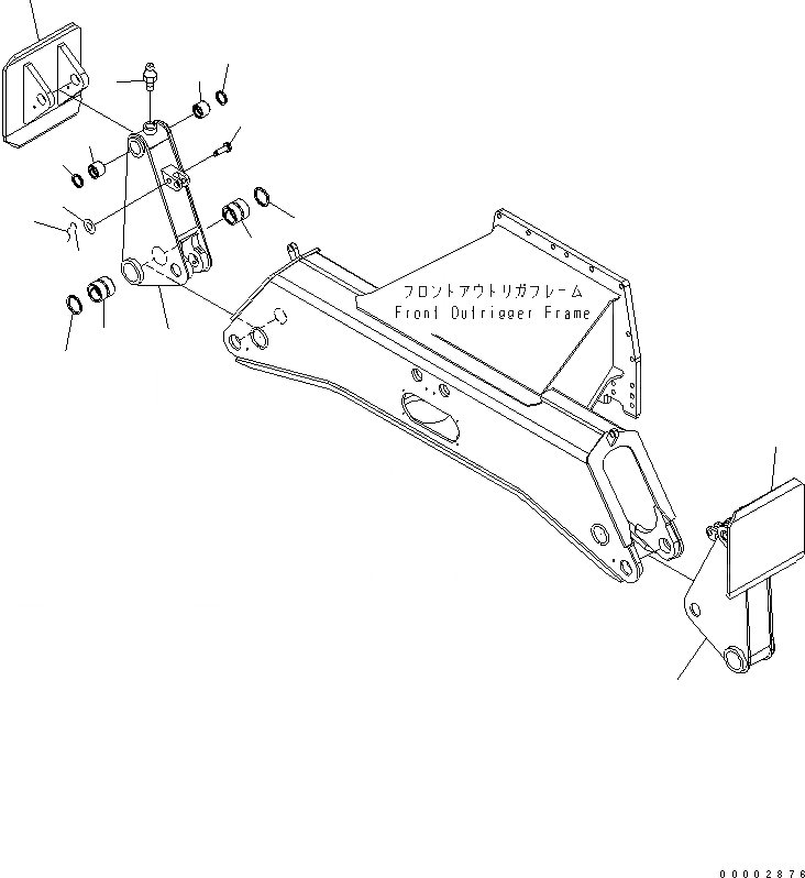 Схема запчастей Komatsu PW220-7K-KA - ОПОРА (LEGS И FOOT) (ДЛЯ ПЕРЕДН. ОПОРА) SUSPENTION И КОЛЕСА