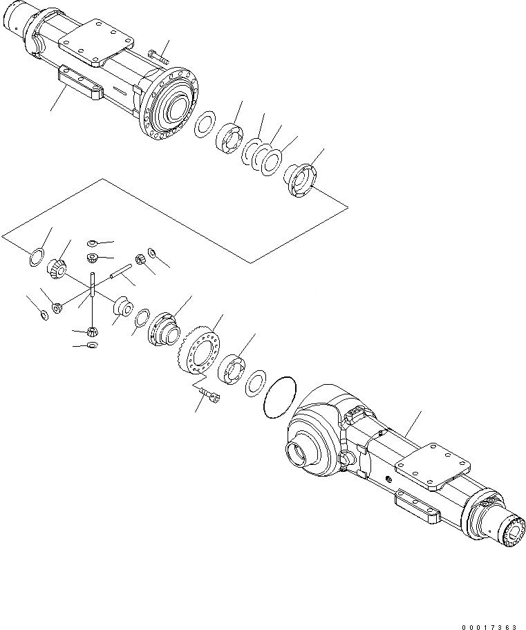 Схема запчастей Komatsu PW220-7K-KA - ЗАДН. МОСТ (/) (.7M ШИР.) SUSPENTION И КОЛЕСА