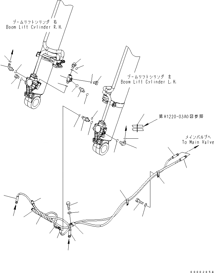 Схема запчастей Komatsu PW220-7H - ПРЕДОТВРАЩЕНИЕ СМЕЩЕНИЮ ТРУБЫ (ДЛЯ TWO-ЧАСТИ СТРЕЛА LIFT) H ГИДРАВЛИКА