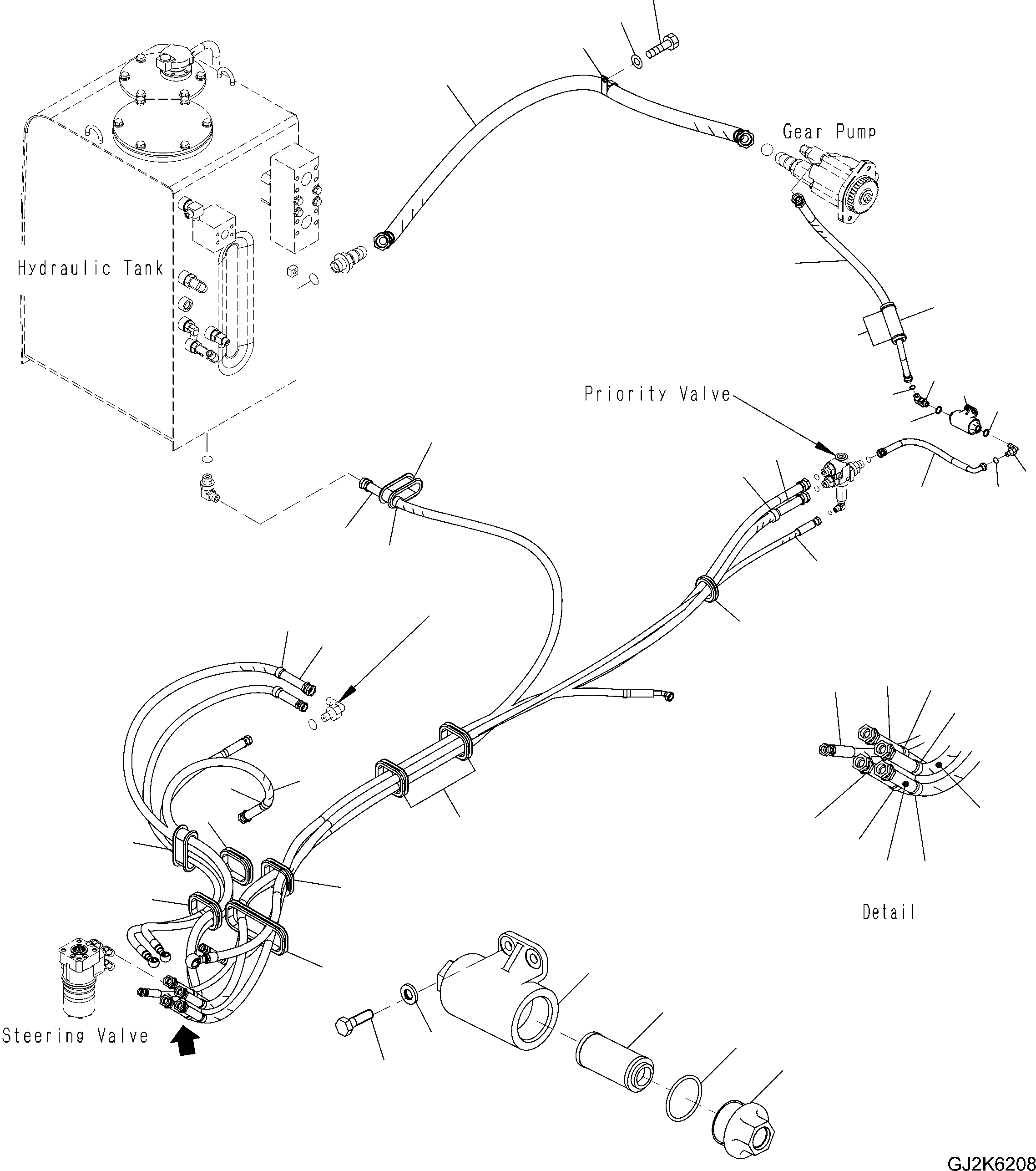 Схема запчастей Komatsu PW220-7H - РУЛЕВ. УПРАВЛЕНИЕ ЛИНИЯ (ВЕРХН.) (ПАТРУБКИ) K OPERATORґS ОБСТАНОВКА И СИСТЕМА УПРАВЛЕНИЯ