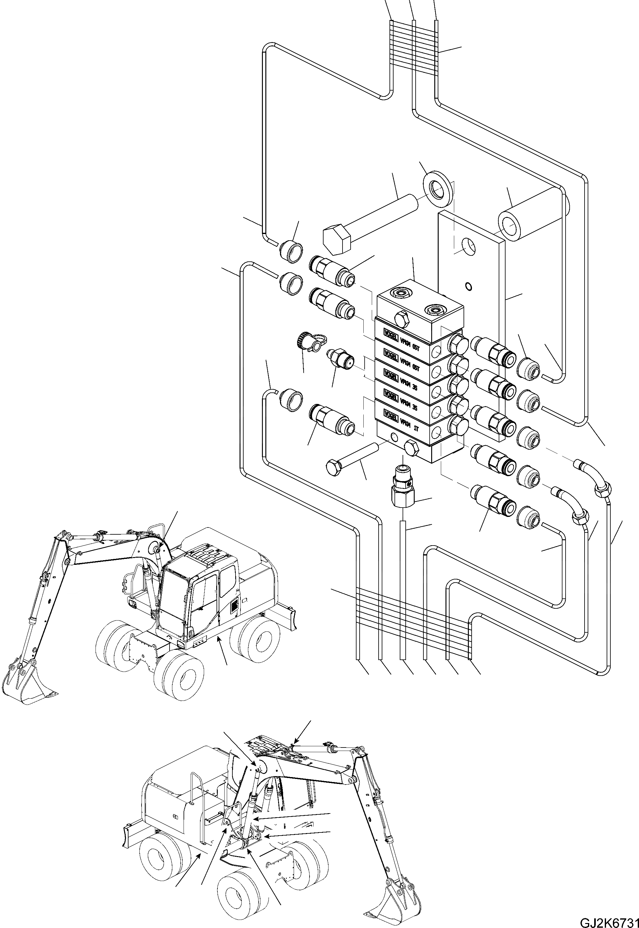 Схема запчастей Komatsu PW220-7H - CENTRAL СМАЗКА (ФИДЕР ONE-ЧАСТИ-СТРЕЛА) W РАЗНОЕ