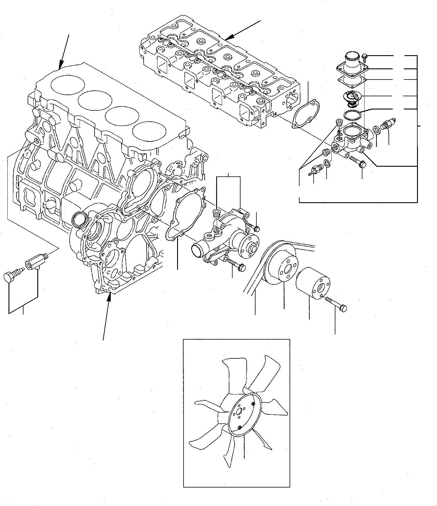 Схема запчастей Komatsu PW75-1 - СИСТЕМА ОХЛАЖДЕНИЯ ДВИГАТЕЛЬ