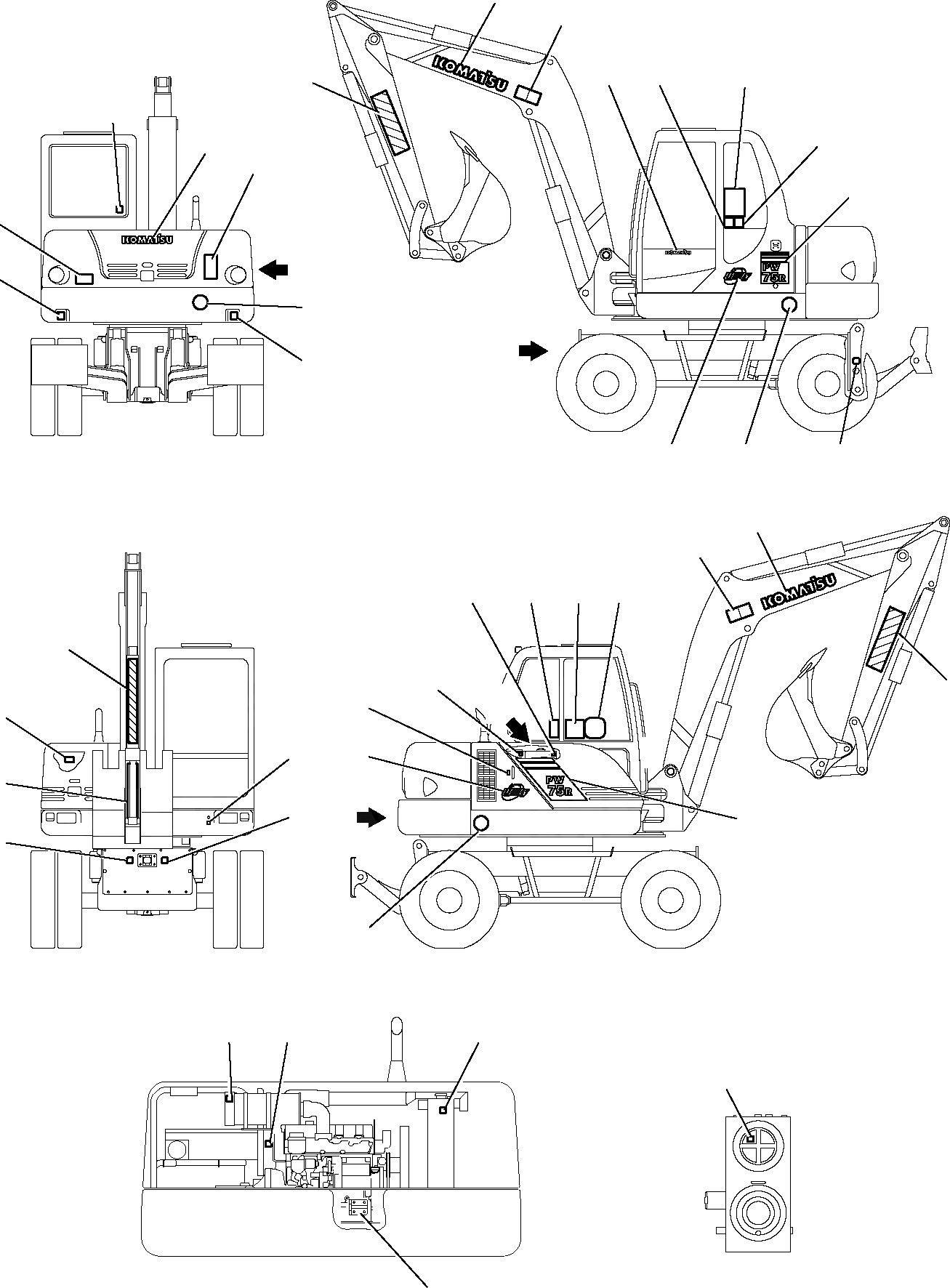 Схема запчастей Komatsu PW75R-2 - МАРКИРОВКА МАРКИРОВКА