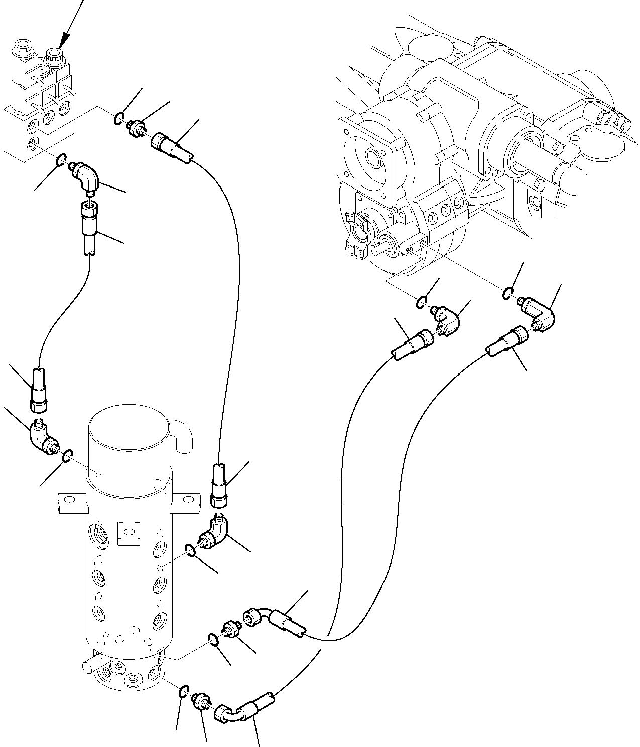 Схема запчастей Komatsu PW95R-2 - ГИДРОЛИНИЯ (ЛИНИЯ ТРАНСМИССИИ) ХОДОВАЯ