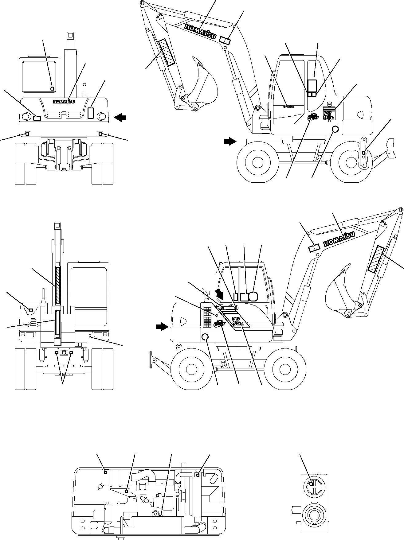 Схема запчастей Komatsu PW95R-2 - МАРКИРОВКА МАРКИРОВКА