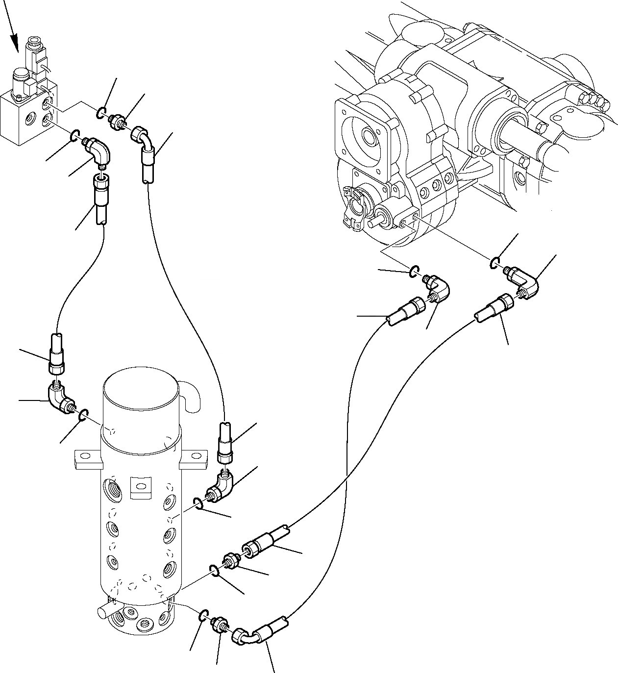 Схема запчастей Komatsu PW95R-2 - ГИДРОЛИНИЯ (ЛИНИЯ ТРАНСМИССИИ) ХОДОВАЯ