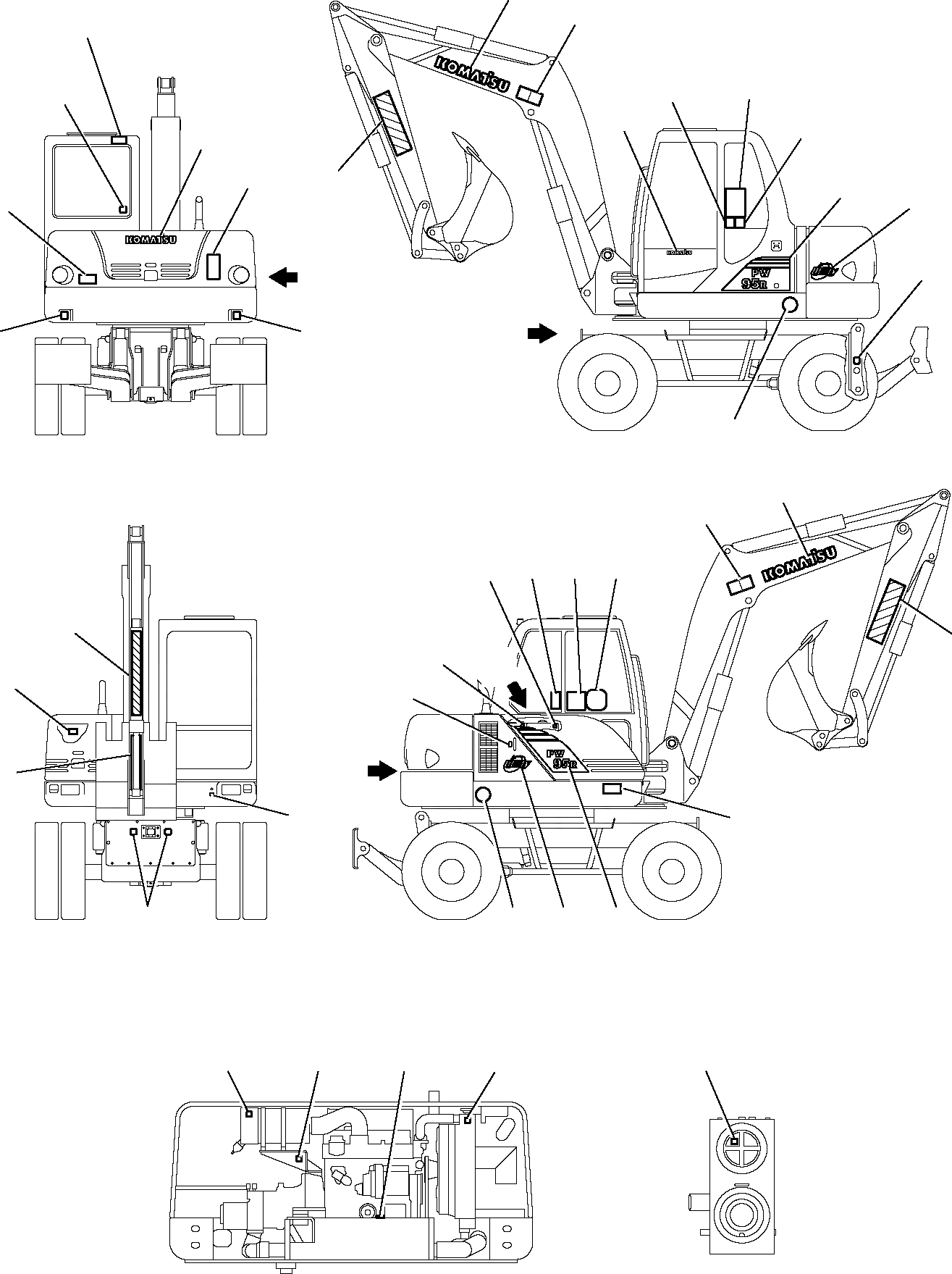 Схема запчастей Komatsu PW95R-2 - МАРКИРОВКА МАРКИРОВКА