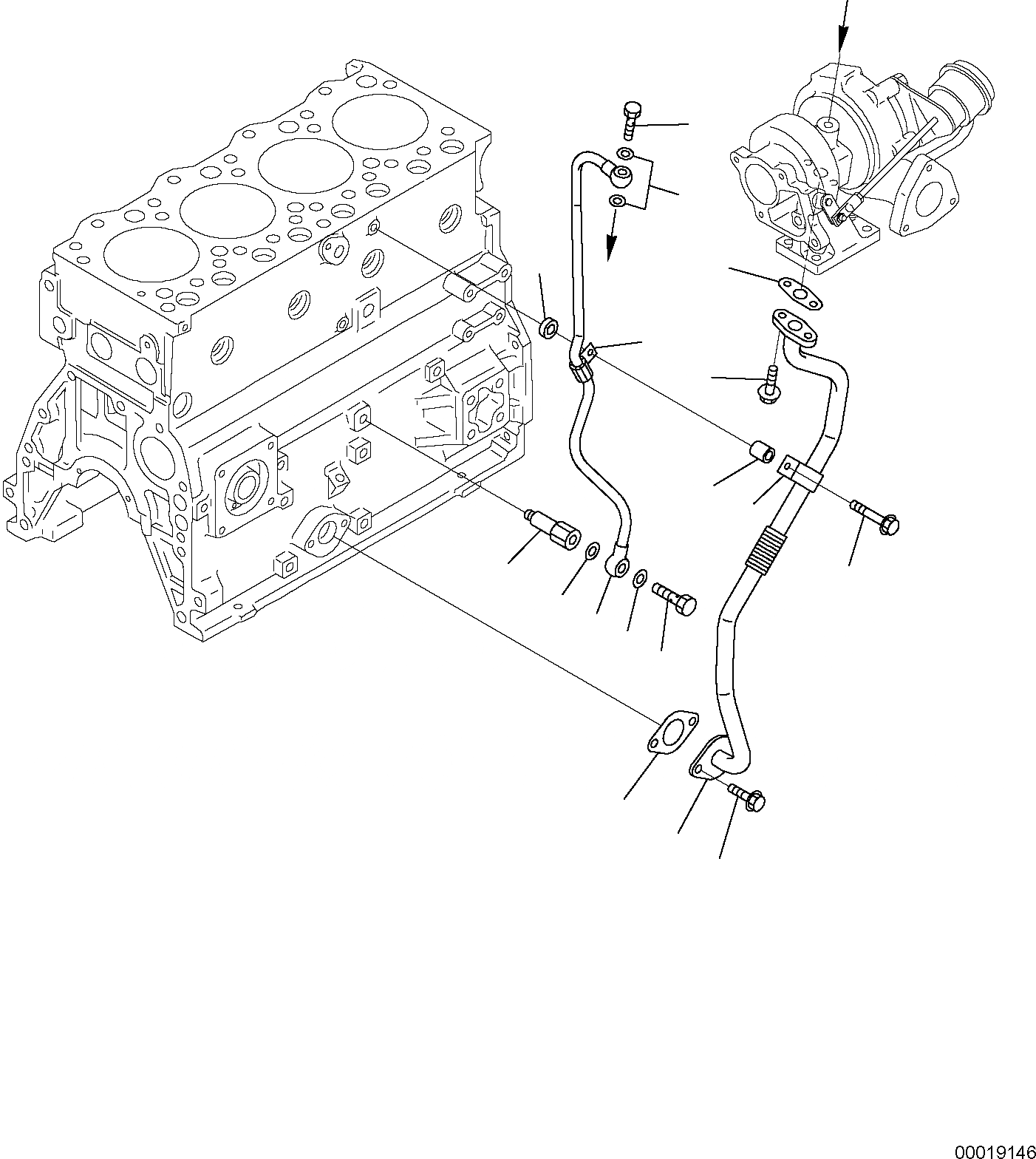 Схема запчастей Komatsu PW98MR-6 - ЛИНИЯ СМАЗКИ ТУРБОНАГНЕТАТЕЛЯ ДВИГАТЕЛЬ БЛОК