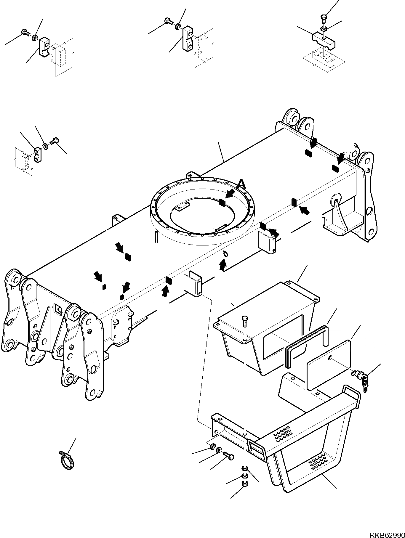 Схема запчастей Komatsu PW98MR-6 - ГУСЕНИЧНАЯ РАМА НИЖН.CARRIAGE