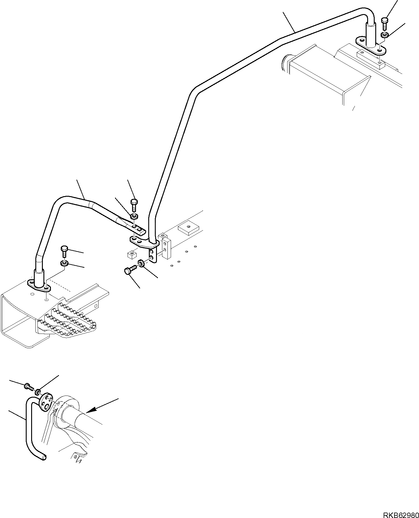 Схема запчастей Komatsu PW98MR-6 - HANDRAIL ЧАСТИ КОРПУСА И КАБИНА