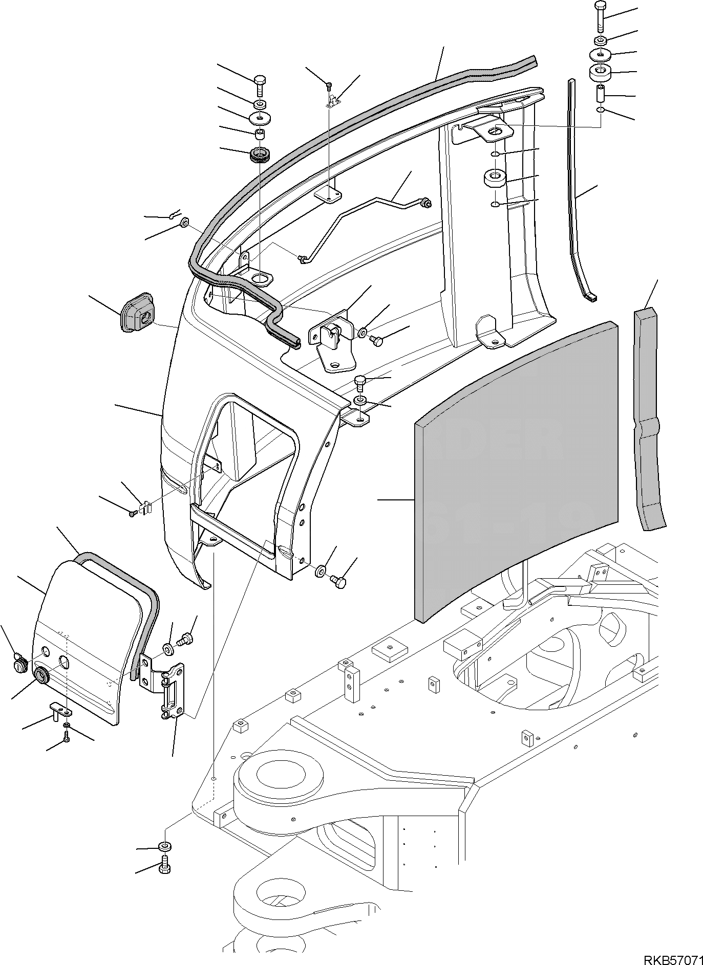 Схема запчастей Komatsu PW98MR-6 - ПРАВ. COVER ЧАСТИ КОРПУСА И КАБИНА