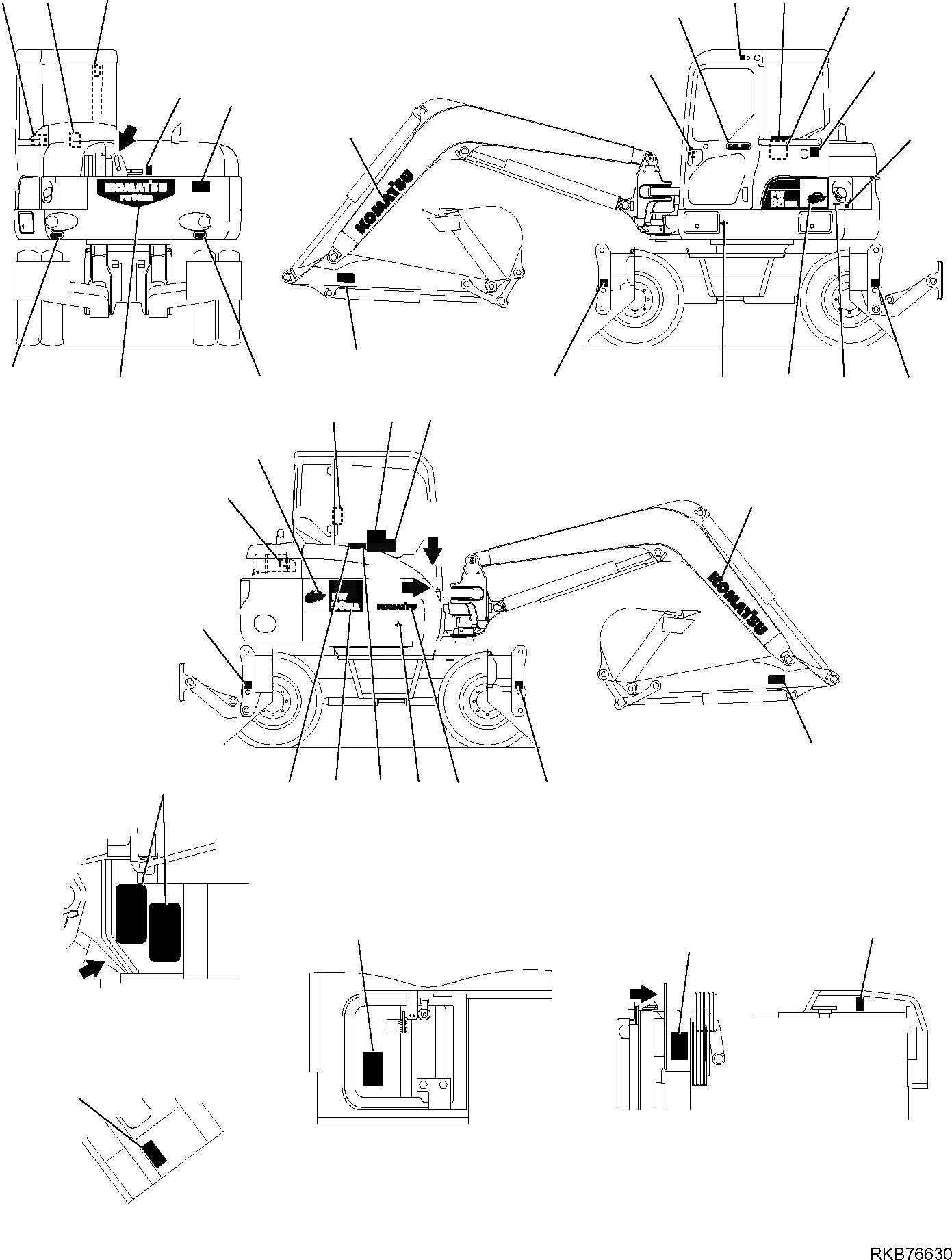 Схема запчастей Komatsu PW98MR-6 - МАРКИРОВКА (/) МАРКИРОВКА