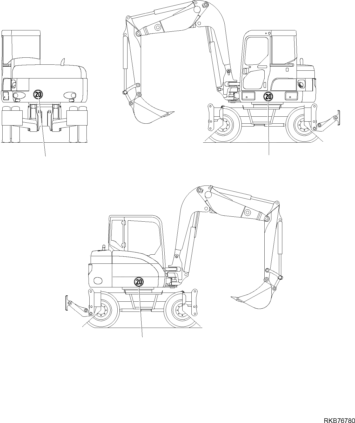 Схема запчастей Komatsu PW98MR-6 - ОБОРУД-Е ДЛЯ ДОРОЖН. ДВИЖЕН. (TUV) ( КМ/Ч) МАРКИРОВКА