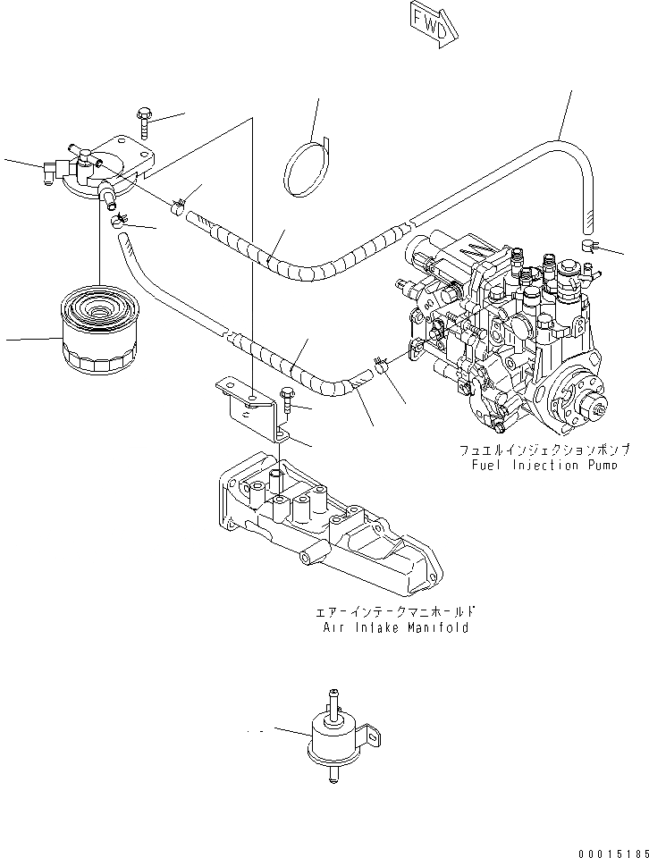 Схема запчастей Komatsu S3D84-5X-AB - ТОПЛИВН. ФИЛЬТР. И ТРУБЫ ДВИГАТЕЛЬ