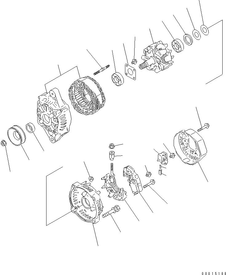 Схема запчастей Komatsu S3D84-5X-AB - ГЕНЕРАТОР (A) (ВНУТР. ЧАСТИ) ДВИГАТЕЛЬ