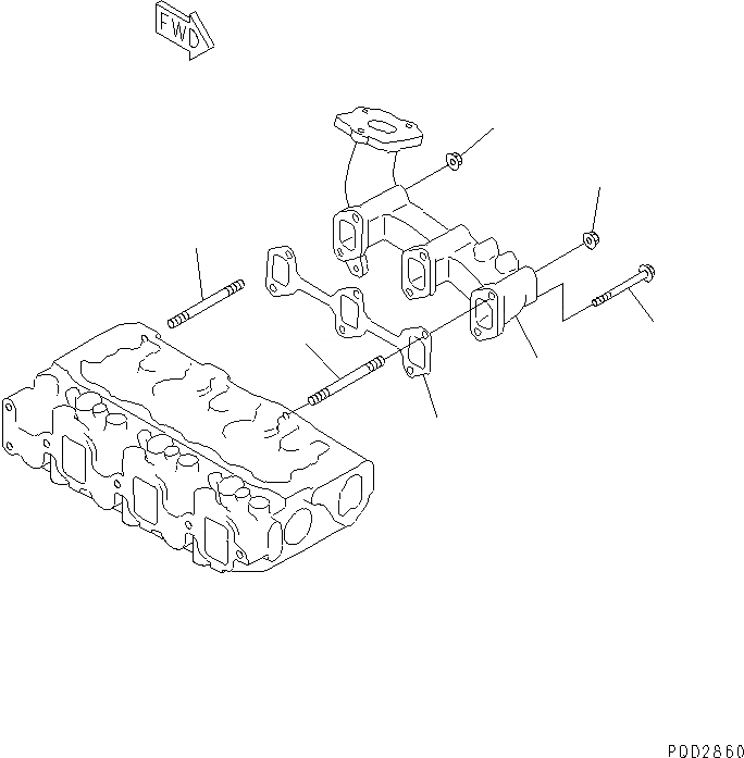 Схема запчастей Komatsu S3D84E-3A - ВЫПУСКНОЙ КОЛЛЕКТОР ДВИГАТЕЛЬ