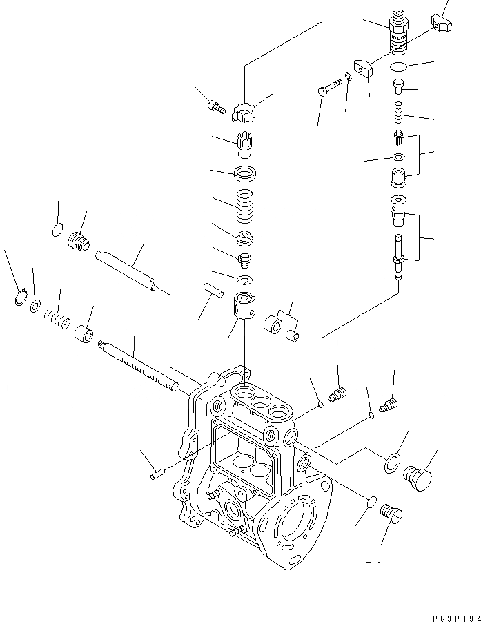 Схема запчастей Komatsu S3D84E-3A - ТОПЛ. НАСОС (НАСОС) (/) (ВНУТР. ЧАСТИ) ДВИГАТЕЛЬ