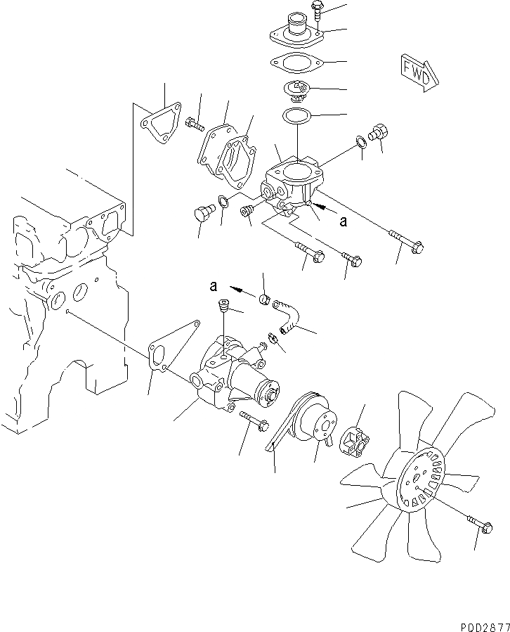 Схема запчастей Komatsu S3D84E-3A - ВОДЯНАЯ ПОМПА И ВЕНТИЛЯТОР ОХЛАЖДЕНИЯ ДВИГАТЕЛЬ