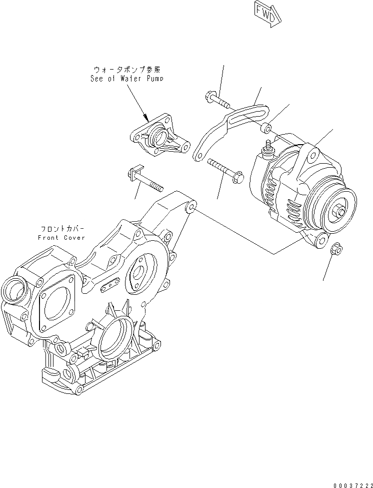 Схема запчастей Komatsu S3D84E-5P-BA - ГЕНЕРАТОР И КРЕПЛЕНИЕ (A) ДВИГАТЕЛЬ