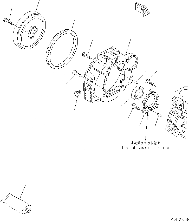 Схема запчастей Komatsu S3D84E-3C - МАХОВИК И КАРТЕР МАХОВИКА(№9-) ДВИГАТЕЛЬ