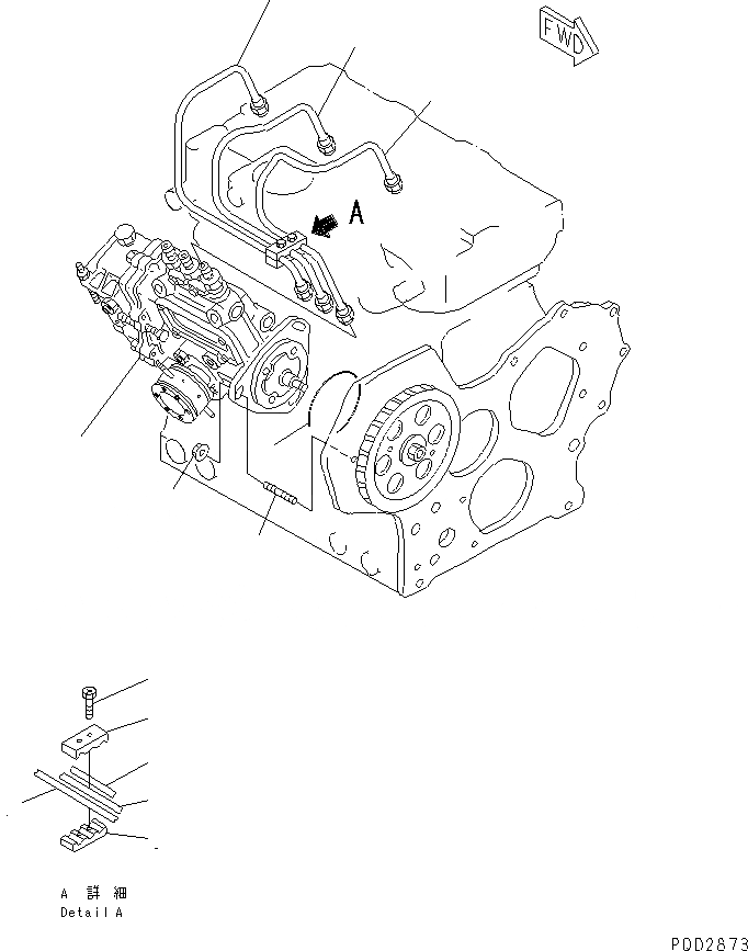 Схема запчастей Komatsu S3D84E-3C - ТОПЛ. НАСОС И ТРУБЫ(№9-) ДВИГАТЕЛЬ