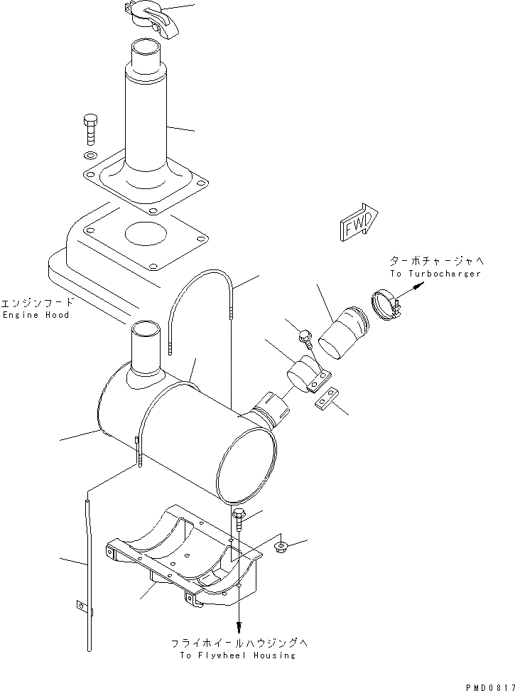 Схема запчастей Komatsu S4D102E-1E-Z - ГЛУШИТЕЛЬ (С RAIN КРЫШКА)(№-9) ДВИГАТЕЛЬ