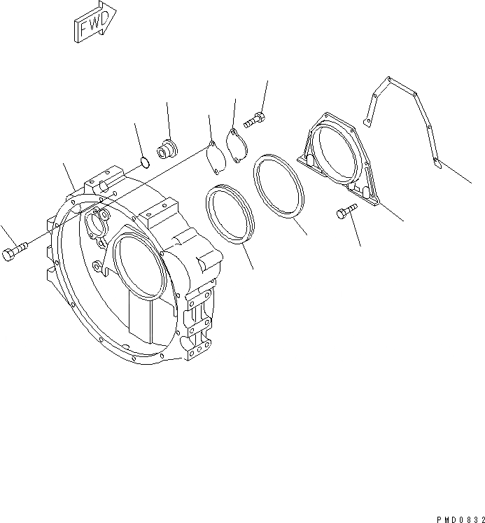 Схема запчастей Komatsu S4D102E-1E-Z - КАРТЕР МАХОВИКА(№-) ДВИГАТЕЛЬ