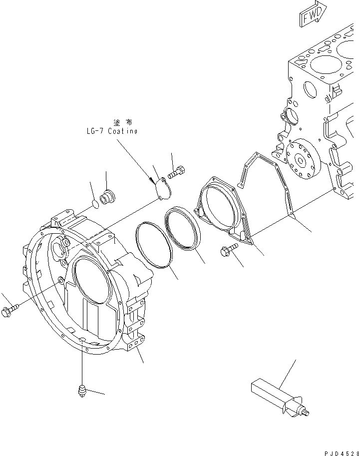 Схема запчастей Komatsu S4D102E-1E-Z - КАРТЕР МАХОВИКА(№-) ДВИГАТЕЛЬ