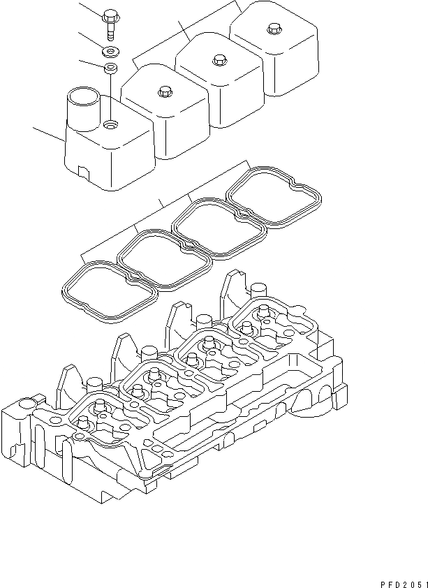 Схема запчастей Komatsu S4D102E-1AE - КРЫШКА ГОЛОВКИ ДВИГАТЕЛЬ