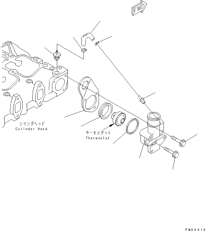 Схема запчастей Komatsu S4D102E-1G - ТЕРМОСТАТ(№-) ДВИГАТЕЛЬ
