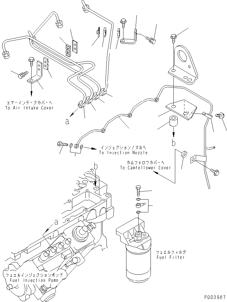 Схема запчастей Komatsu S4D102E-1G - ТРУБКИ ВПРЫСКА(№99-) ДВИГАТЕЛЬ