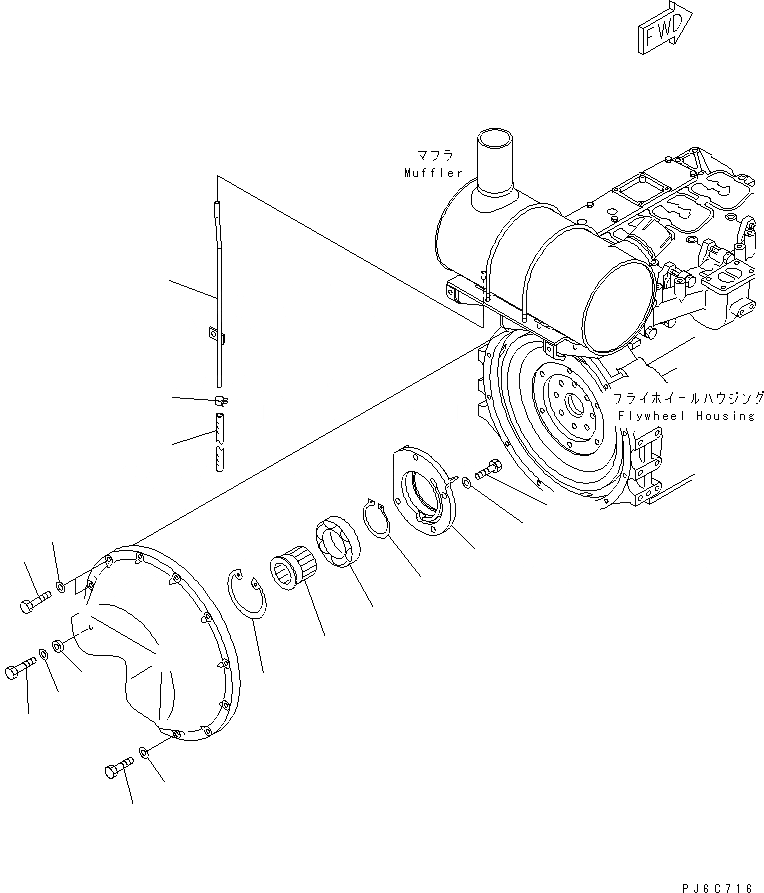 Схема запчастей Komatsu S4D102E-1D - КРЕПЛЕНИЕ ДВИГАТЕЛЯ(№87-) ДВИГАТЕЛЬ