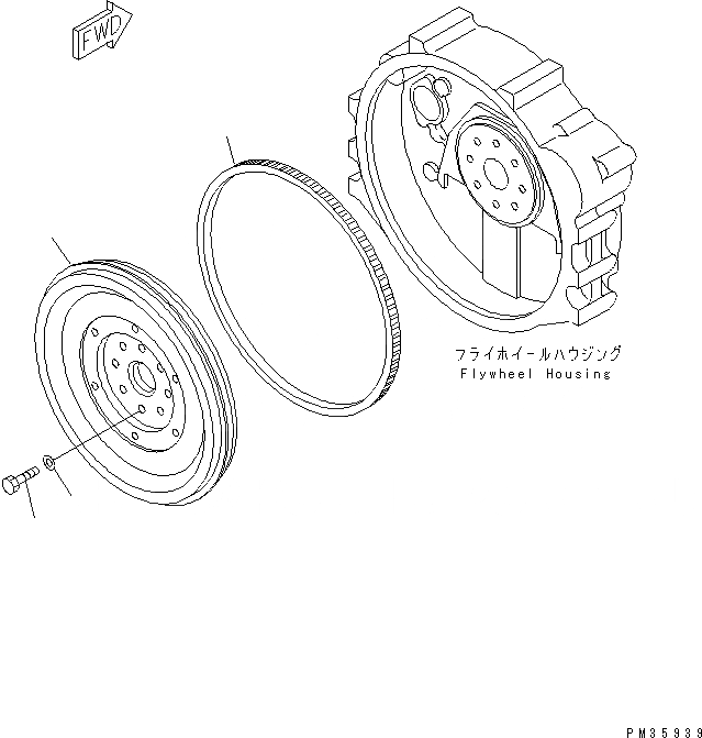 Схема запчастей Komatsu S4D102E-1E-A - МАХОВИК(№-) ДВИГАТЕЛЬ