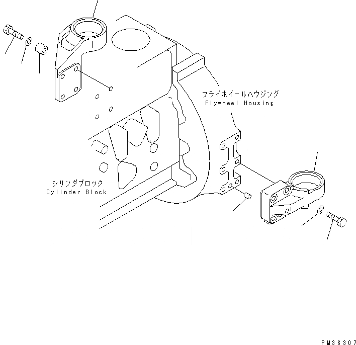 Схема запчастей Komatsu S4D102E-1E-A - ДВИГАТЕЛЬ СУППОРТ(№-) ДВИГАТЕЛЬ