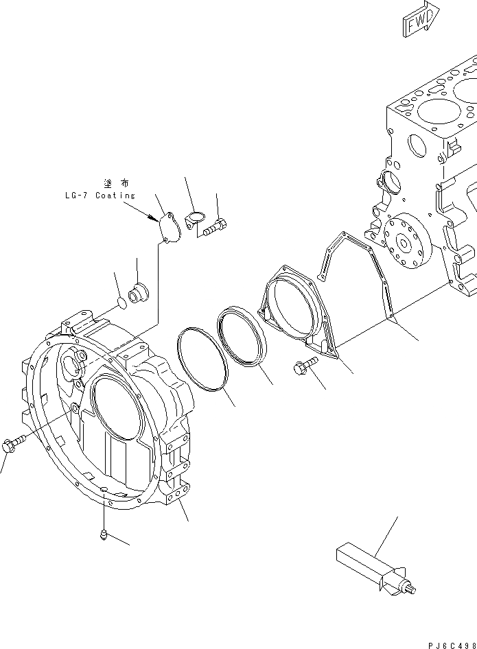 Схема запчастей Komatsu S4D102E-1N-D - КАРТЕР МАХОВИКА(№8-) ДВИГАТЕЛЬ