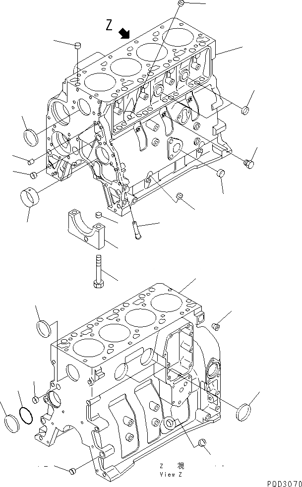 Схема запчастей Komatsu S4D102E-1D - БЛОК ЦИЛИНДРОВ(№-7) ДВИГАТЕЛЬ