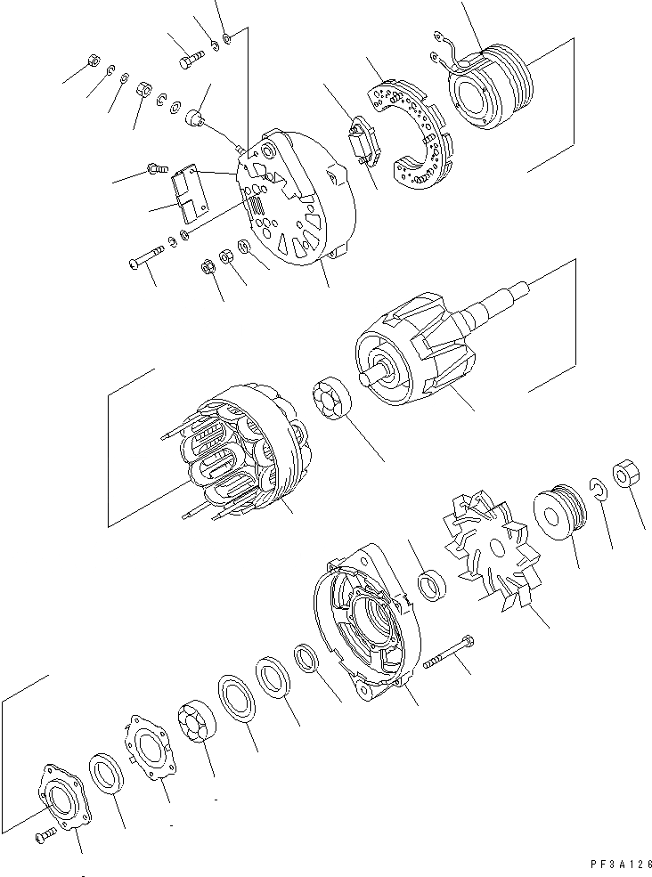 Схема запчастей Komatsu S4D102E-1H - ГЕНЕРАТОР (9A) (ВНУТР. ЧАСТИ)(№9-) ДВИГАТЕЛЬ