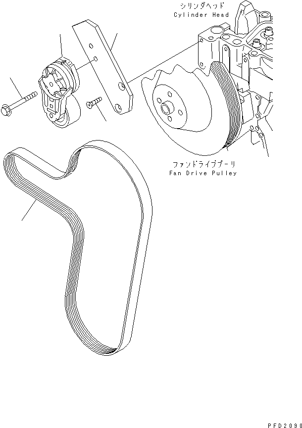 Схема запчастей Komatsu S4D102E-1H-SN - НАТЯЖИТЕЛЬ РЕМНЯ (ДЛЯ ГЕНЕРАТОРА 90А)(№9-) ДВИГАТЕЛЬ