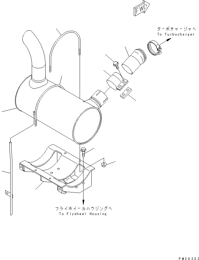 Схема запчастей Komatsu S4D102E-1D-2 - ГЛУШИТЕЛЬ(№-9) ДВИГАТЕЛЬ