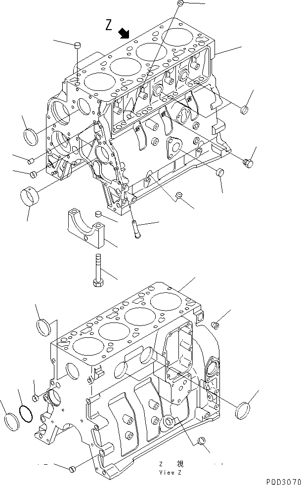Схема запчастей Komatsu S4D102E-1E-2Z - БЛОК ЦИЛИНДРОВ(№-7) ДВИГАТЕЛЬ