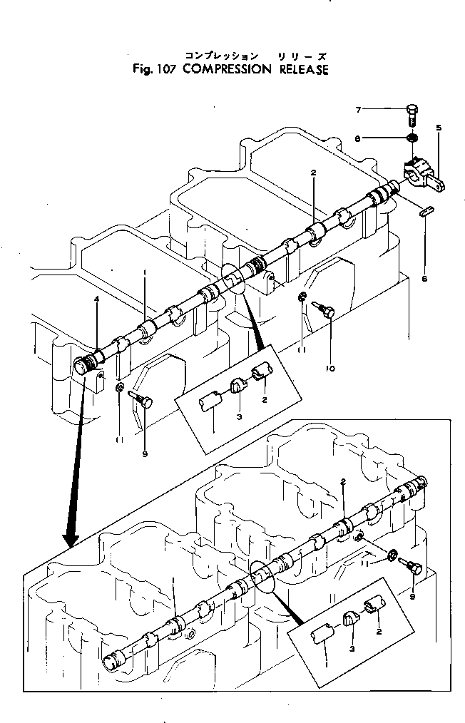 Схема запчастей Komatsu S4D155-4 - COMPRESSION RELEASE(№87-) ГОЛОВКА ЦИЛИНДРОВ