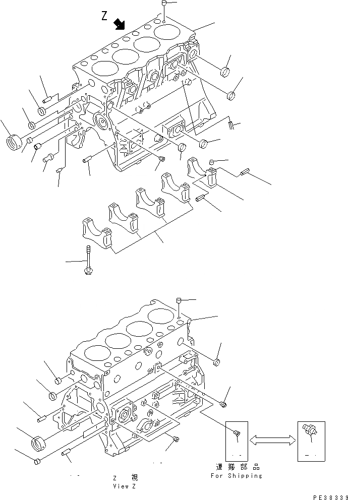 Схема запчастей Komatsu S4D95L-1K-C - БЛОК ЦИЛИНДРОВ ДВИГАТЕЛЬ