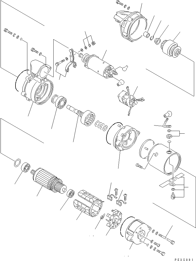 Схема запчастей Komatsu S4D95L-1A-C - СТАРТЕР (.KW) ЭЛЕКТРИКА