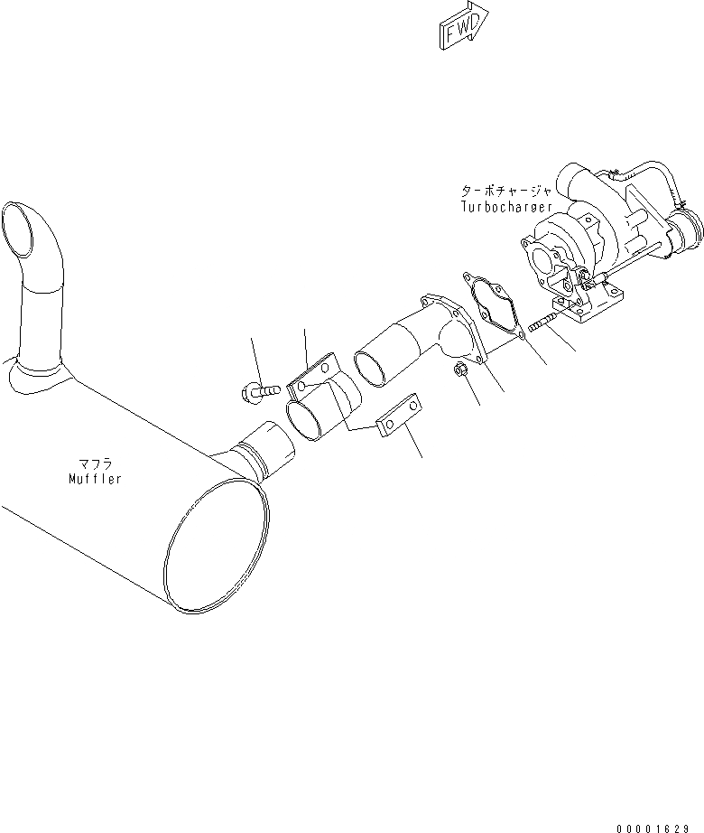 Схема запчастей Komatsu S4D95LE-3A-2A - ОТВОД ВЫХЛОПН. ГАЗОВ ДВИГАТЕЛЬ